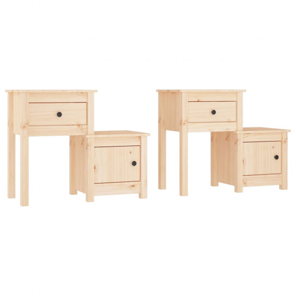 Mesitas de noche 2 uds madera maciza de pino 79.5x38x65.5 cm M 2