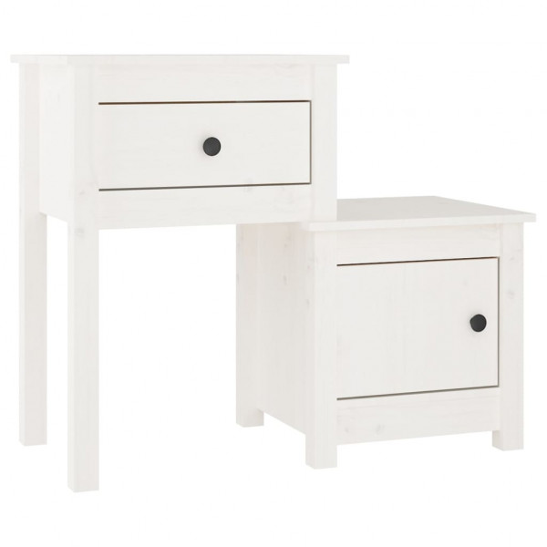 Mesas de cabeceira 2 pcs 79.5x38x65.5 cm pinho maciço branco M 3
