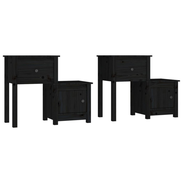 Mesitas de noche 2 uds madera de pino negro 79.5x38x65.5 cm M 2
