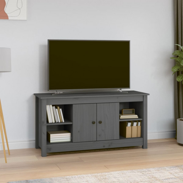 Mueble de TV de madera maciza de pino gris 103x36.5x52 cm D