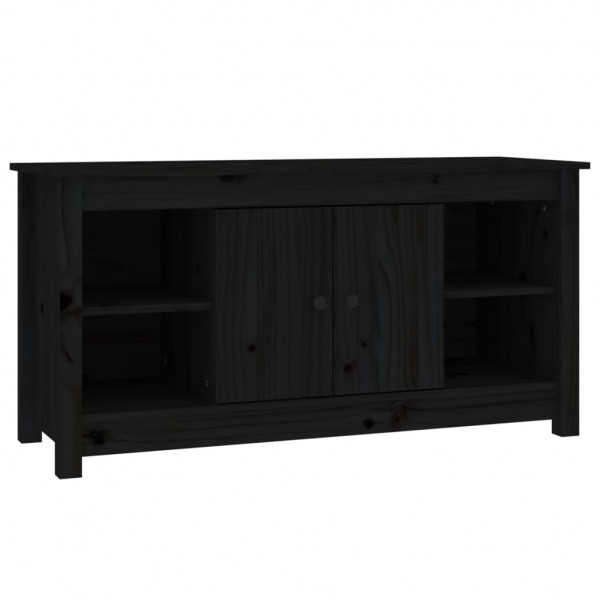Mueble de TV de madera maciza de pino negro 103x36.5x52 cm M 2