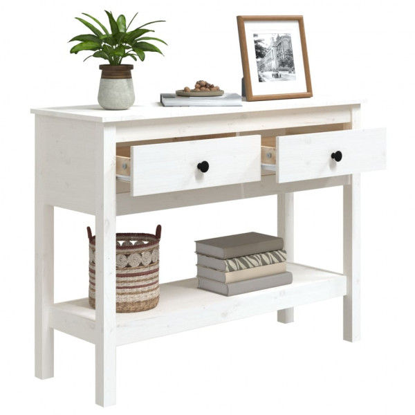 Mesa consola 100x35x75 cm pinho maciço branco M 5