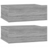 Mesita de noche flotante 2 uds madera gris Sonoma 40x30x15 cm 2