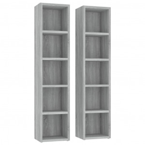 Estantería para CD 2 uds madera gris Sonoma 21x16x93.5 cm H