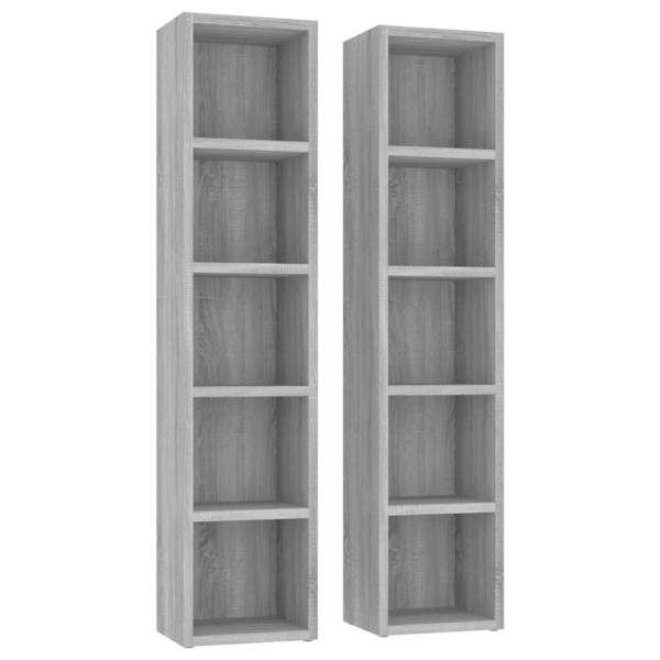 Estantería para CD 2 uds madera gris Sonoma 21x16x93.5 cm M 2