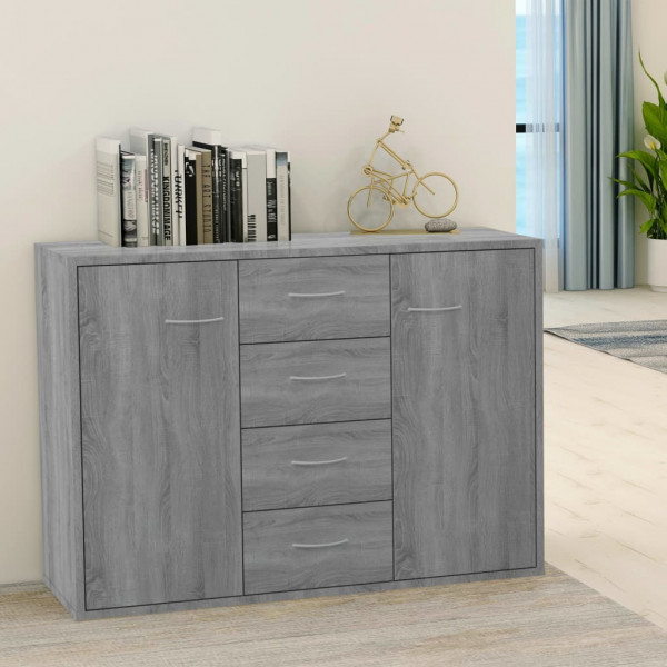 Aparador de madera contrachapada gris Sonoma 88x30x65 cm D