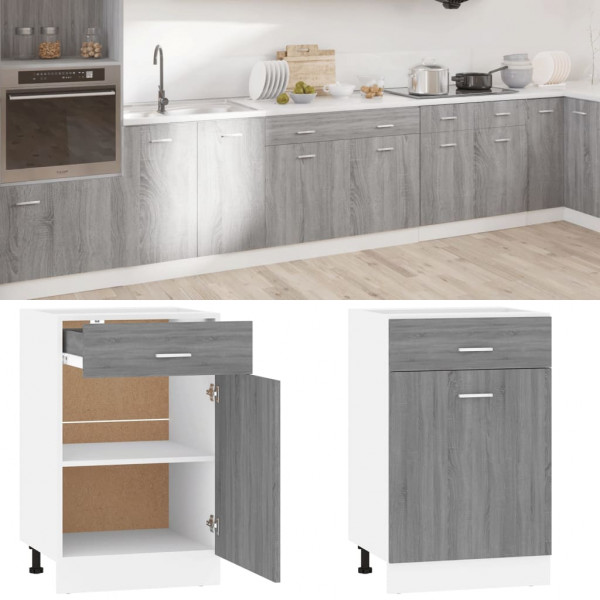 Armario inferior cocina contrachapado gris Sonoma 50x46x81.5 cm D
