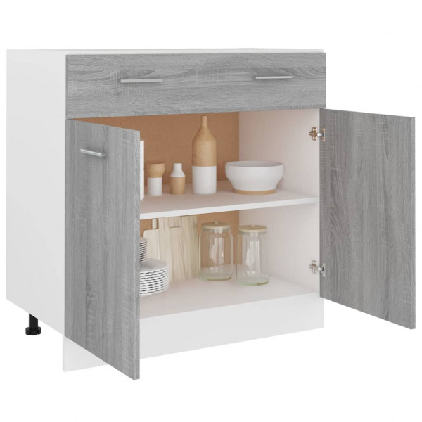 Armario inferior cocina contrachapada gris Sonoma 80x46x81.5 cm M 4