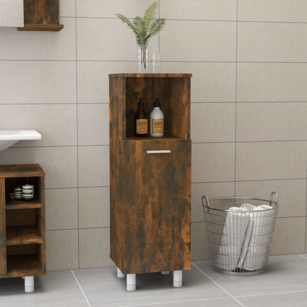 Armario de baño madera contrachapada roble ahumado 30x30x95 cm D