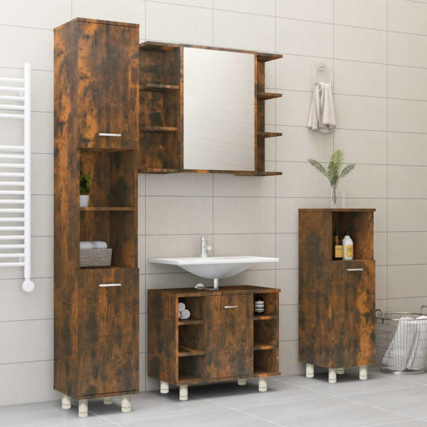 Armario de baño madera contrachapada roble ahumado 30x30x95 cm M 3