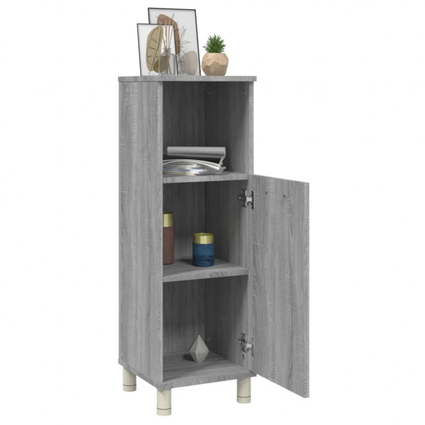 Armario de baño madera contrachapada gris Sonoma 30x30x95 cm M 5