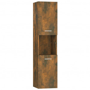 Armario de baño madera contrachapada roble ahumado 30x30x130 cm H