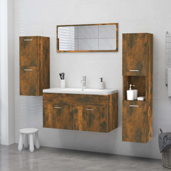 Armario de baño madera contrachapada roble ahumado 30x30x130 cm M 3