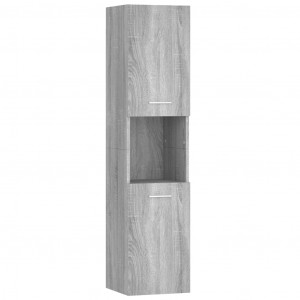 Armario de baño madera contrachapada gris Sonoma 30x30x130 cm H