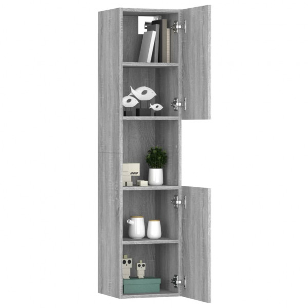 Armario de baño madera contrachapada gris Sonoma 30x30x130 cm M 5