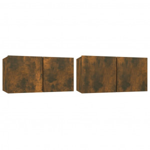 Móveis de TV para parede 2 pcs 60x30x30 cm carvalho fumado H