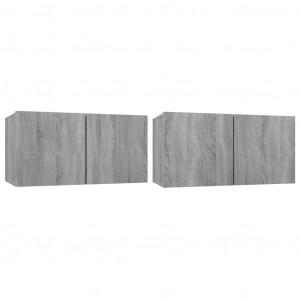 Muebles para TV colgantes 2 uds madera gris Sonoma 60x30x30 cm H