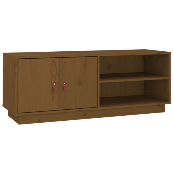 Mueble de TV madera maciza de pino marrón miel 105x34x40 cm M 2