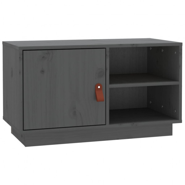 Mueble de TV de madera maciza de pino gris 70x34x40 cm M 2