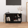 Mueble de TV de madera maciza de pino negro 70x34x40 cm 3