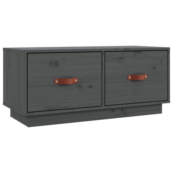 Mueble de TV de madera maciza de pino gris 80x34x35 cm M 2