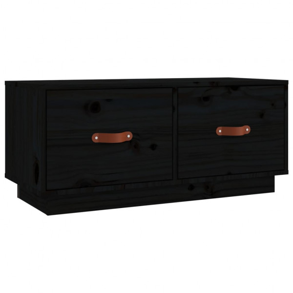 Mueble de TV de madera maciza de pino negro 80x34x35 cm M 2