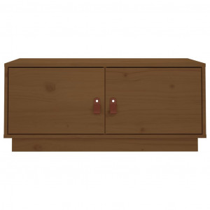 Mesa de centro madera maciza de pino marrón miel 80x50x35 cm H