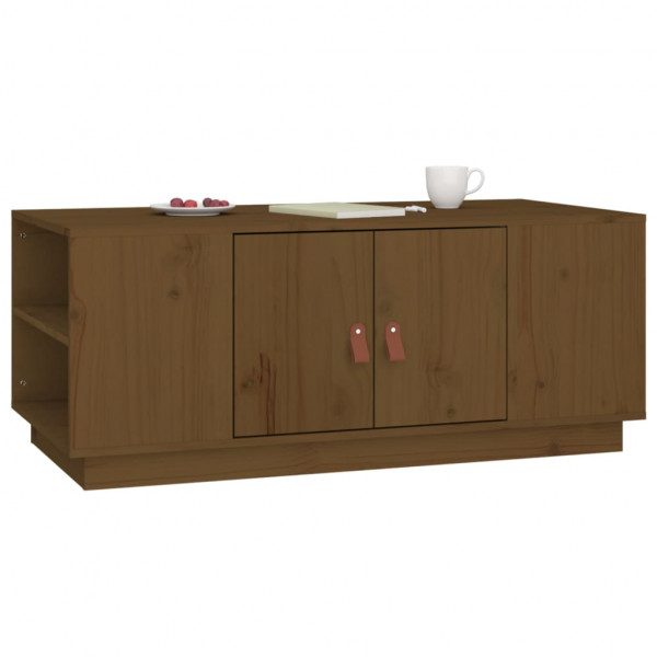 Mesa de centro madera maciza de pino marrón miel 100x50x41 cm M 5