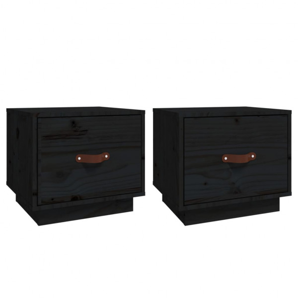 Mesitas de noche 2 uds madera maciza de pino negro 40x34x35 cm M 2