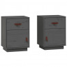 Mesitas de noche 2 uds madera maciza de pino gris 40x34x55 cm 2