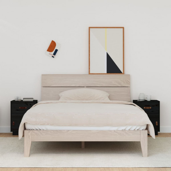 Mesitas de noche 2 uds madera maciza de pino negro 40x34x55 cm D