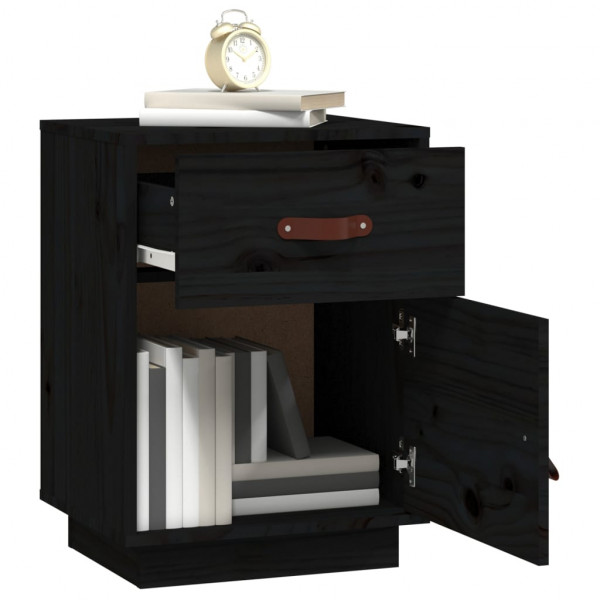 Mesitas de noche 2 uds madera maciza de pino negro 40x34x55 cm M 4