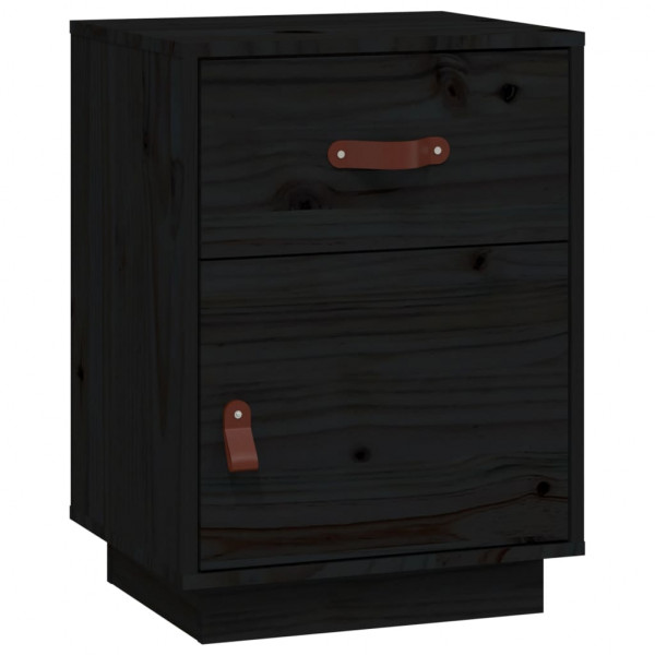 Mesitas de noche 2 uds madera maciza de pino negro 40x34x55 cm M 5