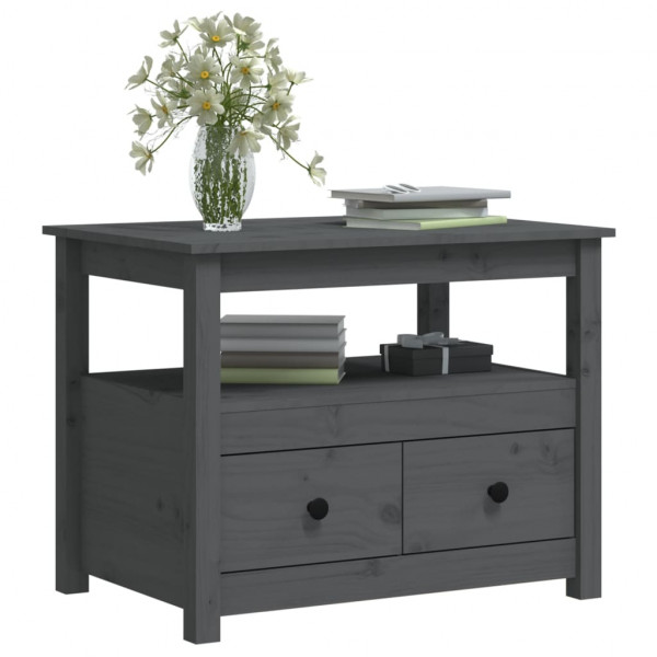 Mesa de centro de madera maciza de pino gris 71x49x55 cm M 4