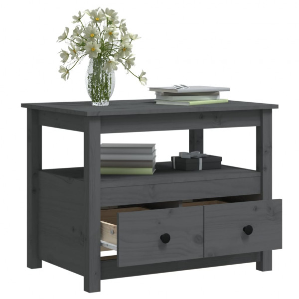 Mesa de centro de madera maciza de pino gris 71x49x55 cm M 5