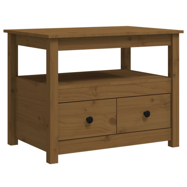 Mesa de centro de madera maciza de pino marrón miel 71x49x55 cm M 2