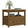 Mesa de centro de madera maciza de pino marrón miel 71x49x55 cm 4