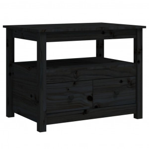 Mesa de centro de madera maciza de pino negro 71x49x55 cm H