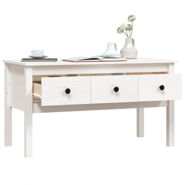 Mesa de centro de madera maciza de pino blanca 102x49x55 cm M 5