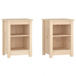 Mesitas de noche 2 uds madera maciza de pino 40x35x55 cm H