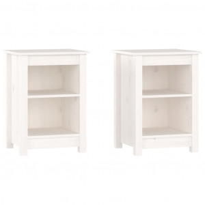 Mesitas de noche 2 uds madera maciza de pino blanco 40x35x55 cm H