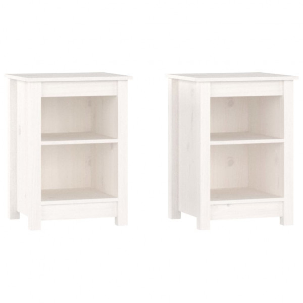 Mesas de cabeceira 2 pcs 40x35x55 cm pinho maciço branco M 2