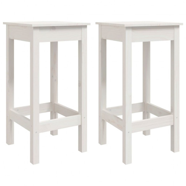 Cadeiras de bar 2 pcs 40x40x78cm madeira de pinho maciça branco M 2
