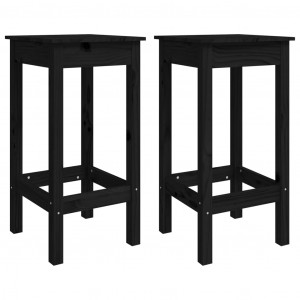 Cadeiras de bar 2 pcs 40x40x78 cm madeira de pinho maciça preto H