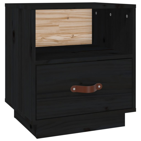 Mesita de noche madera maciza de pino negro 40x34x45 cm M 2