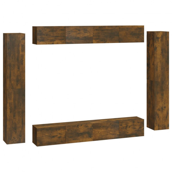 Conjunto móveis de TV 8 pcs madeira processada carvalho fumado M 2