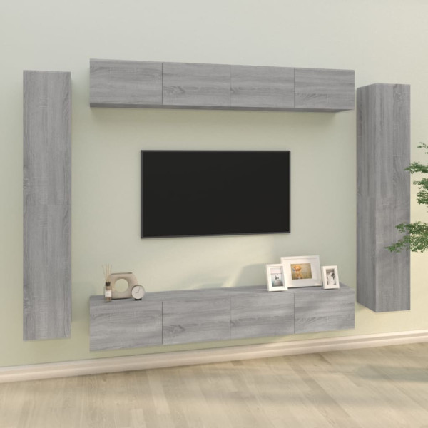 Set de muebles para TV 8 pzas madera contrachapada gris Sonoma D