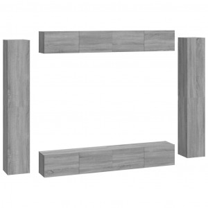 Set de muebles para TV 8 pzas madera contrachapada gris Sonoma H
