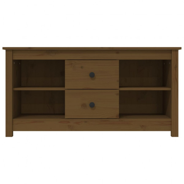Mueble de TV madera maciza de pino marrón miel 103x36.5x52 cm M 3