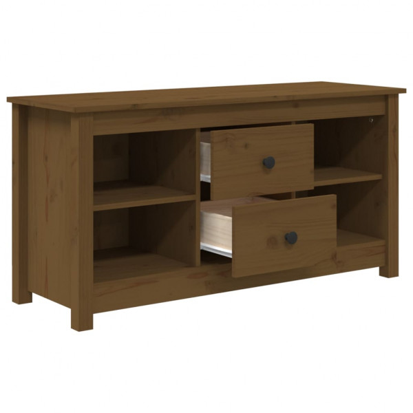 Mueble de TV madera maciza de pino marrón miel 103x36.5x52 cm M 4